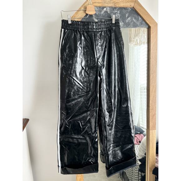 Anthropologie Maeve Faux Patent Leather Sporty Pull-On Pants - Picture 2 of 8